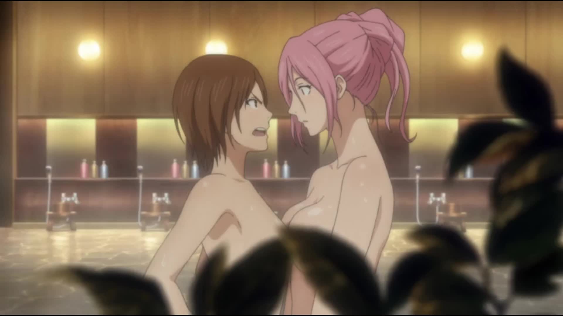 aida riko, momoi satsuki, kuroko no basuke, screencap, animated, audible  speech, english audio, highres, lowres, sound, tagme, video, 2girls, angry,  asymmetrical docking, bouncing breasts, breast press, breasts, brown eyes,  brown hair, convenient